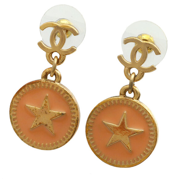CHANEL Orange Coco Mark Earrings - Picture 1 of 5